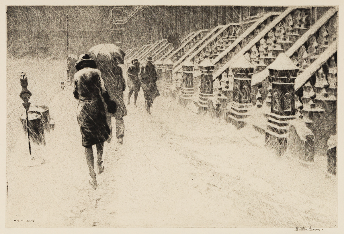 MARTIN LEWIS Stoops in Snow.